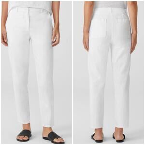 Eileen Fisher Cotton Hemp Tapered Pant White 12